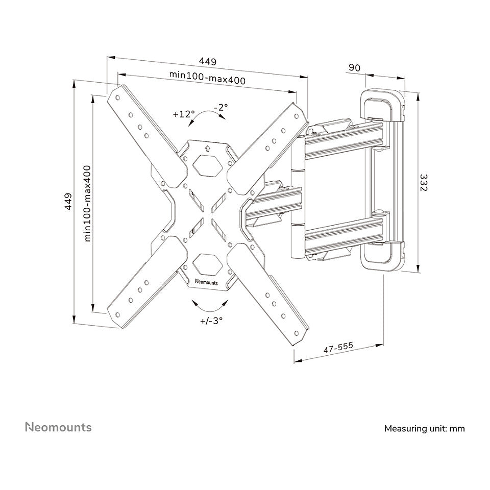 Wandhalterung. voll beweglich. für 32-65" Bildschirme 40KG WL40S-850BL14 Neomounts