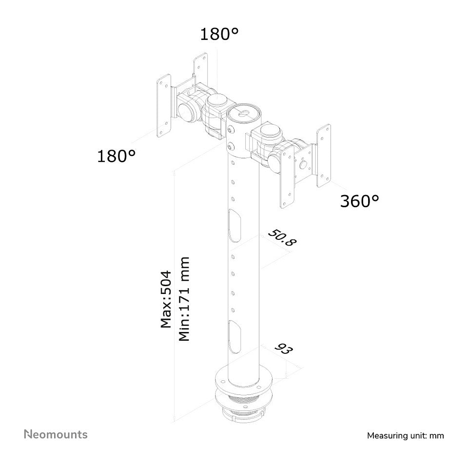 Tischhalterung für zwei Flachbildschirme bis 30" (76 cm) 10KG FPMA-D050DBLACK Neomounts