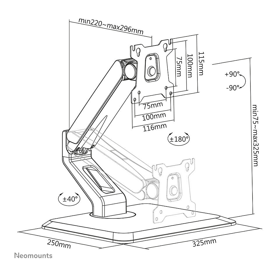 Neomounts Tischhalterung für Flachbildschirme bis 32" (81 cm) 10KG FPMA-D885BLACK