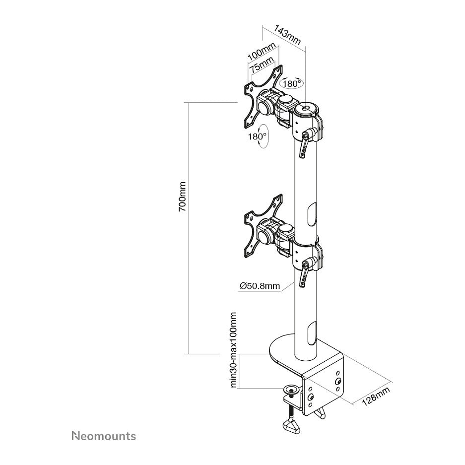 Neomounts FPMA-D960DVBLACKPLUS Tischhalterung für Breitbildschirme und curved Bildschirme bis 49" (124 cm) - Schwarz