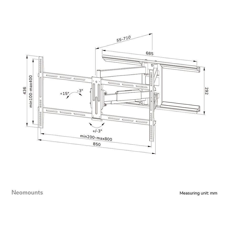 Neomounts WL40-550BL18 bewegliche Wandhalterung für 43-75" Bildschirme - Schwarz
