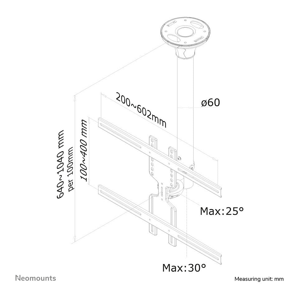 Deckenhalterung für Flachbildschirme/Fernseher bis 60" (152 cm) 35KG FPMA-C400BLACK Neomounts