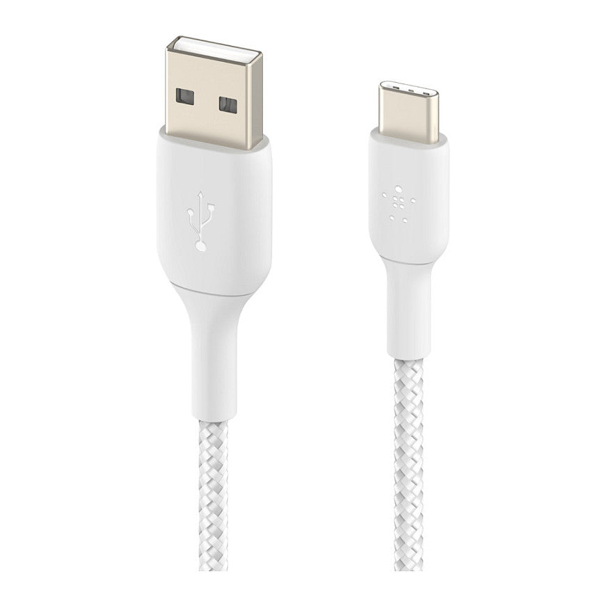 Belkin USB-C/USB-A Kabel ummantelt, 2m, weiß