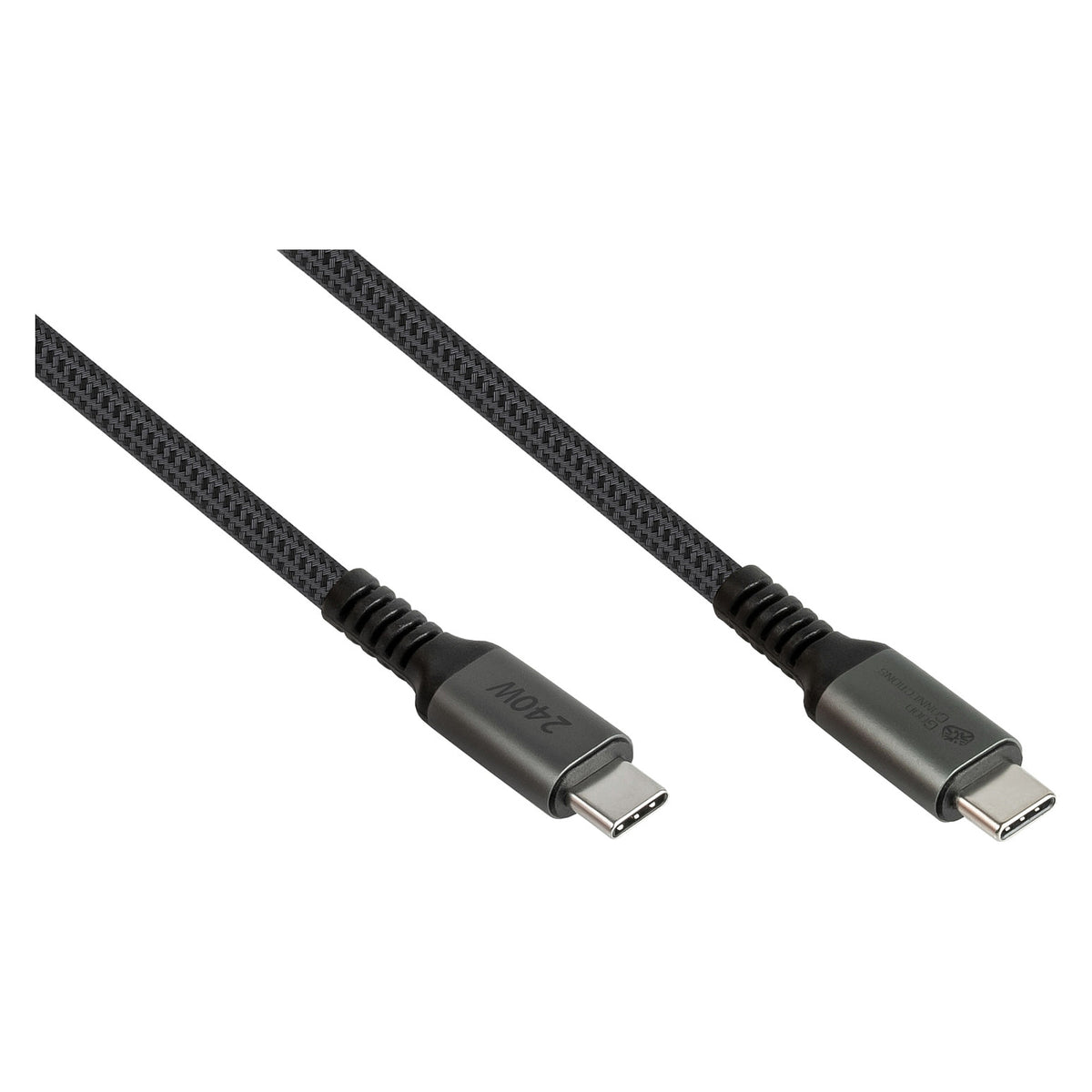 GoodConnections USB-C 2.0 (ST-ST) 1m Anschlusskabel Textilmantel 240W Anthrazit