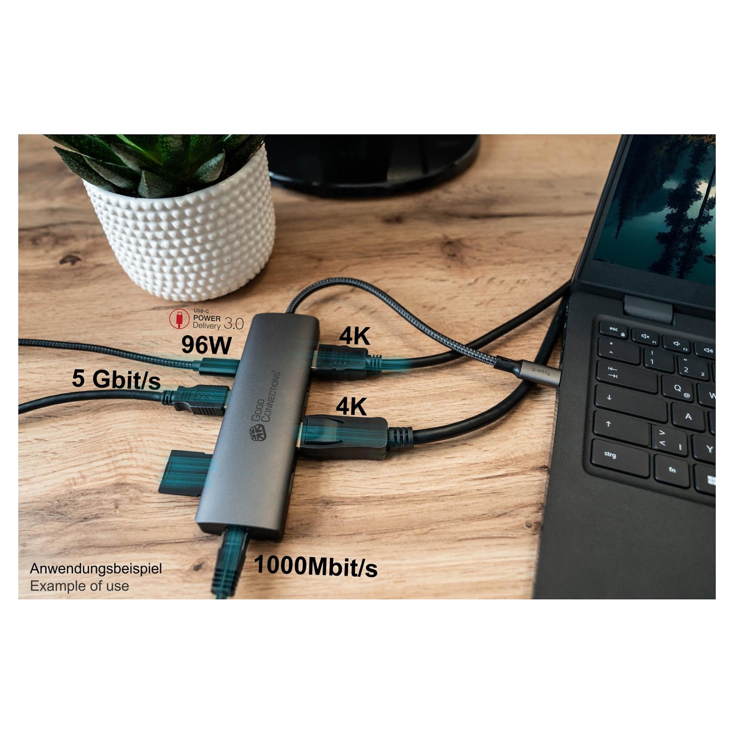 GoodConnections HUB-C001A USB-C HUB 10-Port 2xHDMI; 1xDP; 1xUSB-C; 2xUSB 3.0; 1xUSB 2.0; 1xRJ45; 1xKartenleser Anthrazit