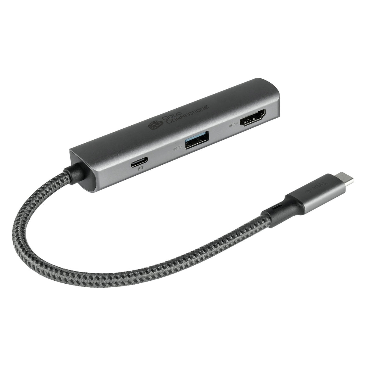GoodConnections HUB-C002A USB-C HUB 3-Port 1xHDMI; 1xUSB-C; 1xUSB 3.0 Anthrazit