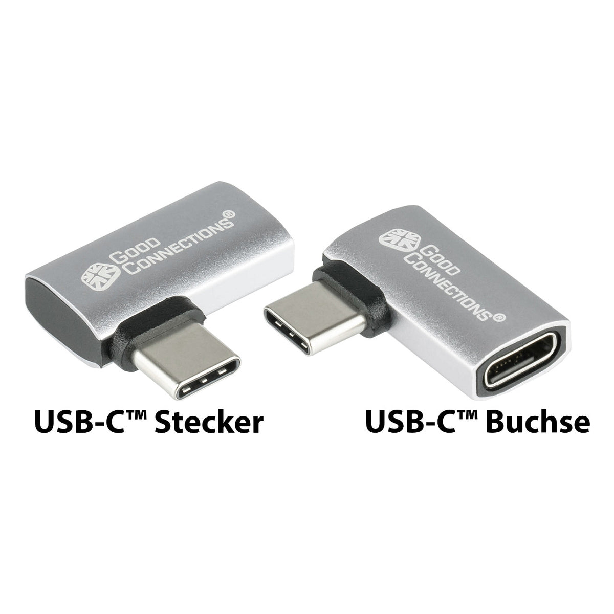 GoodConnections USB-C 4.0 (ST-BU) Winkeladapter / Portschoner 240W 8K 60Hz Silber