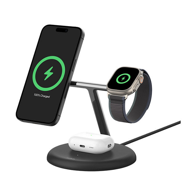 Belkin BoostCharge Pro 3-in-1-Ladestation mit Qi2, schwarz