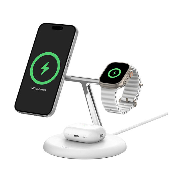 Belkin BoostCharge Pro 3-in-1-Ladestation mit Qi2, weiss