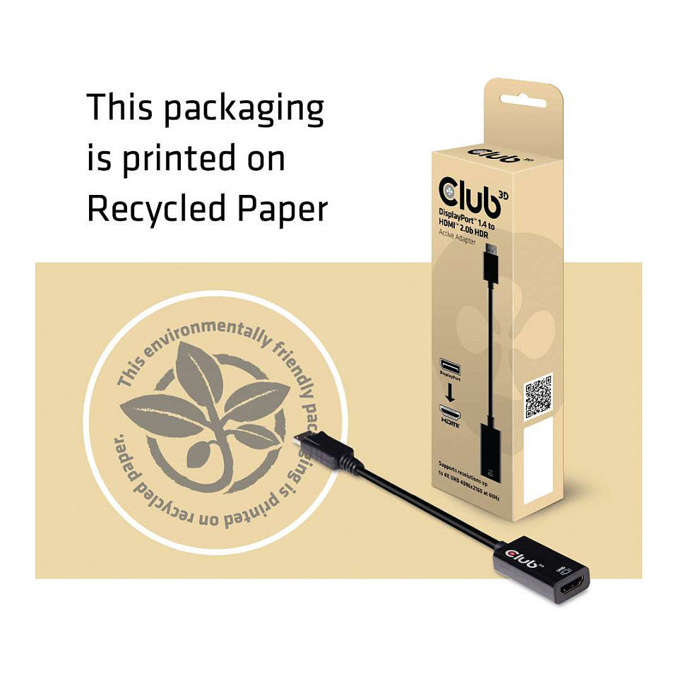 Club3D Adapter DisplayPort > HDMI 2.0b HDR 4K60Hz aktiv retail