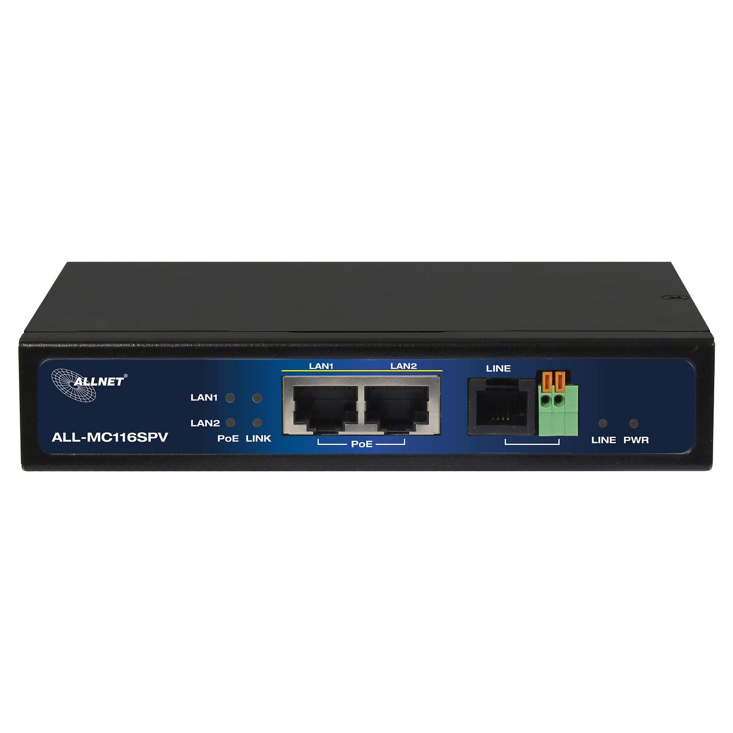 Z ALLNET ISP Bridge Modem VDSL2 mit Vectoring/Point-to-Point Slave-Modem & 2x PoE IEEE802.3at Ports unmanaged ALL-MC116SPV-VDSL2