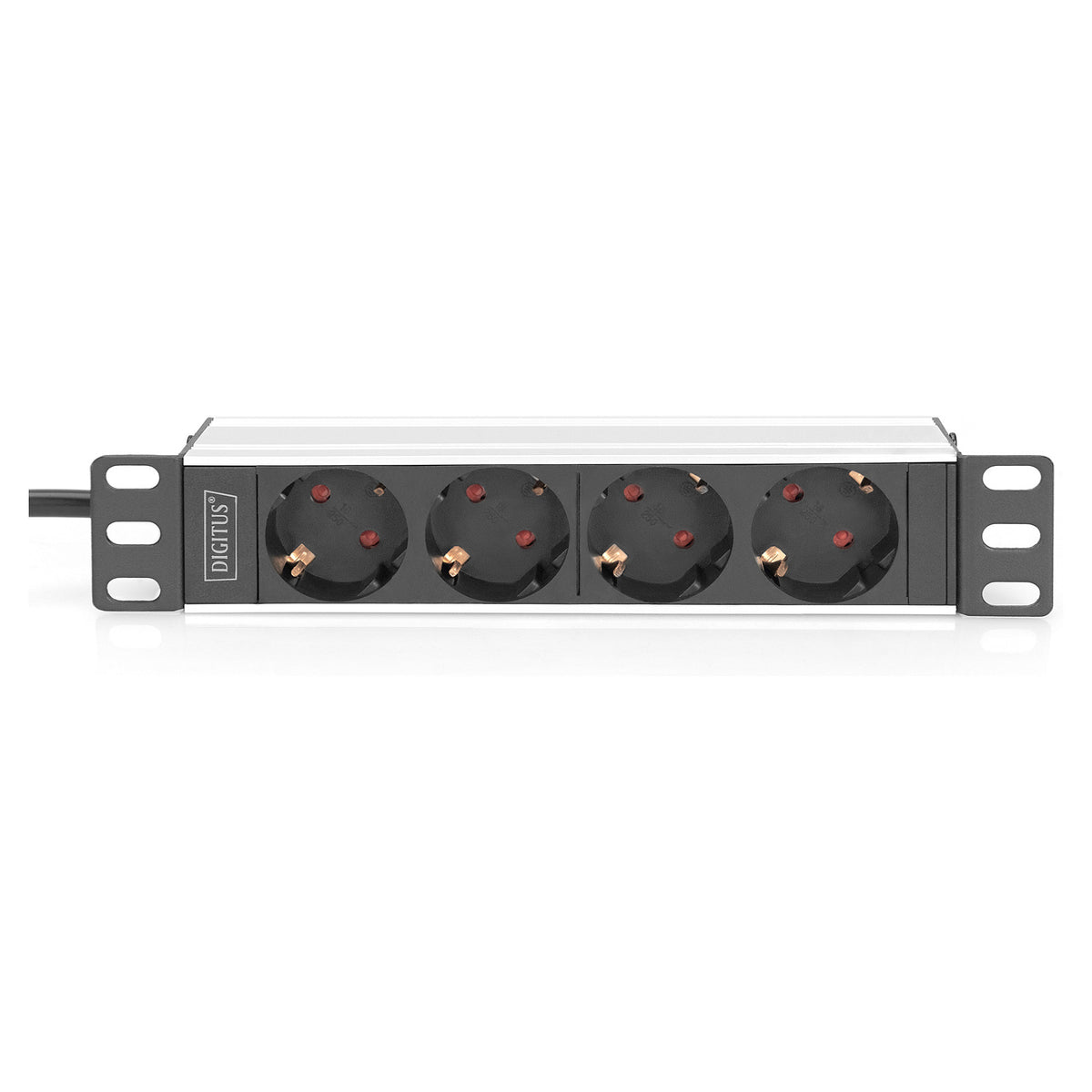 DIGITUS 10" Steckdosenleiste Aluprofil, 4fach Schutzkontakt