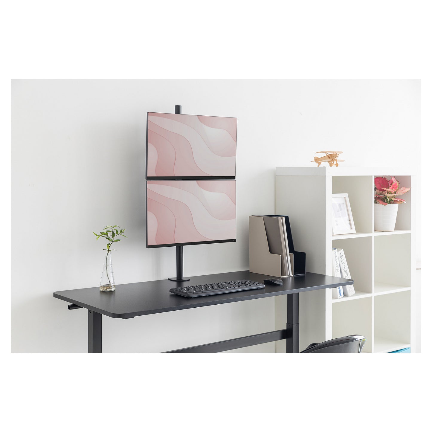 DIGITUS Dual Vertikal Monitorhalterung, 2x 32", 2x 8 kg