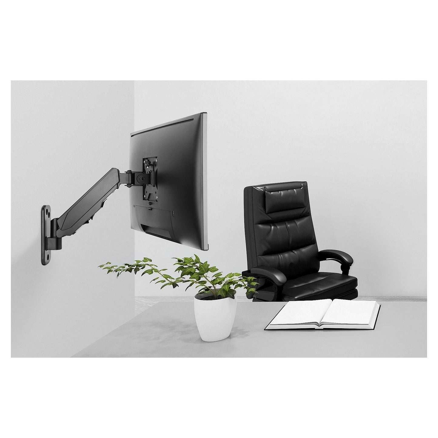 DIGITUS Universeller Single Monitorhalter mit Gasdruckfeder, Wandmontage
