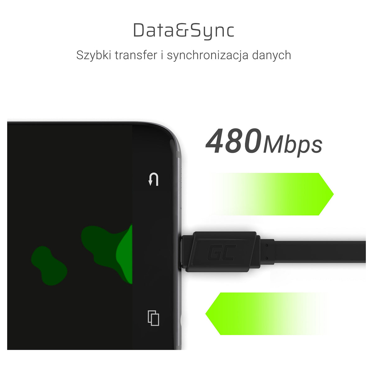 Green Cell USB-C > USB 3.0 (ST-ST) 0,25m Ladekabel Schwarz