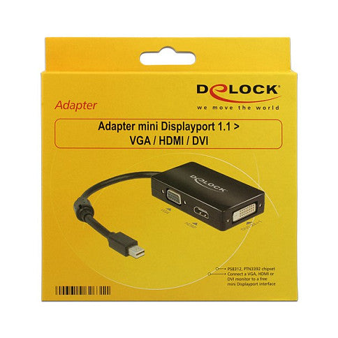 DELOCK Adapterkabel mini DisplayPort Stecker > 1 x VGA + 1 x HDMI + 1 x DVI 24+1 schwarz