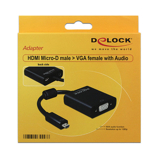 Adapter HDMI Micro-D Stecker > VGA Buchse mit Audio schwarz