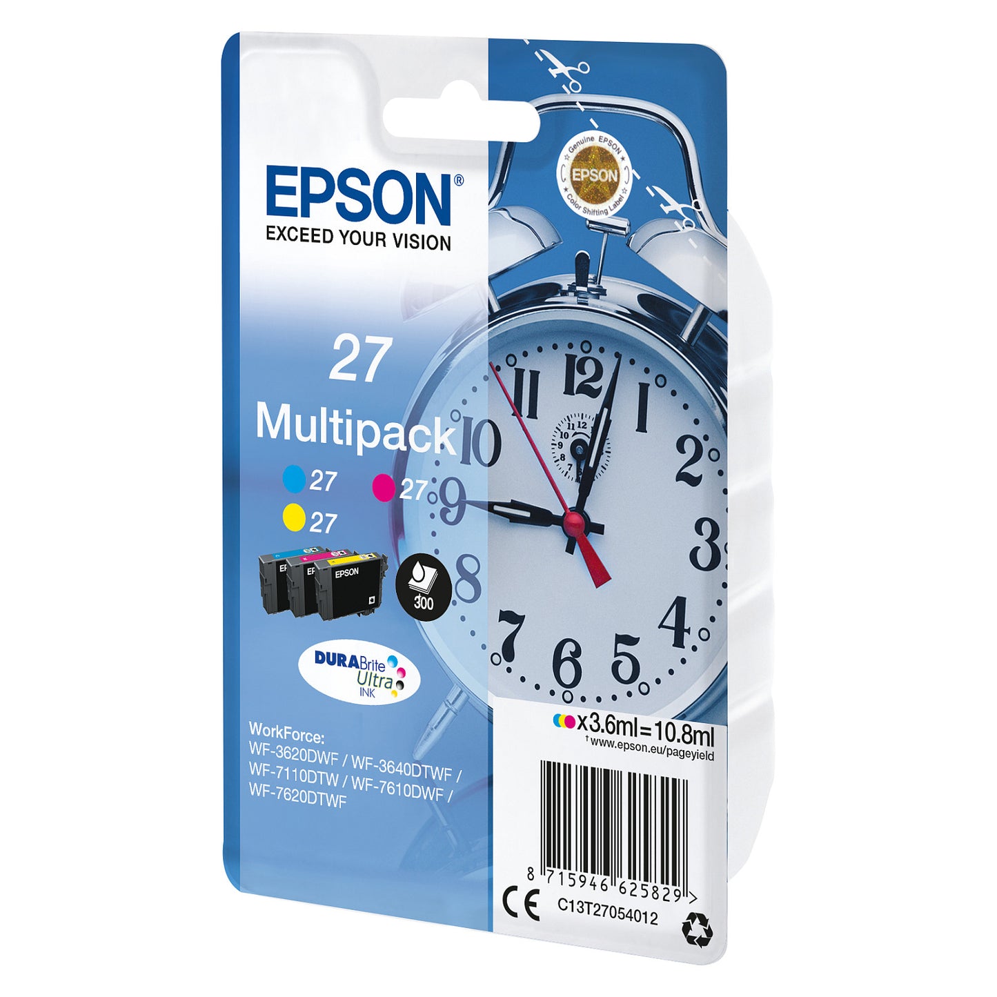 Epson Tinte 27 C13T27054012 3er Multipack (MCY) bis zu 300 Seiten