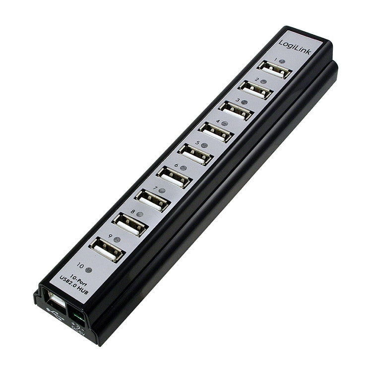 USB2.0 HUB 10Port LogiLink aktiv mit Netzteil Black