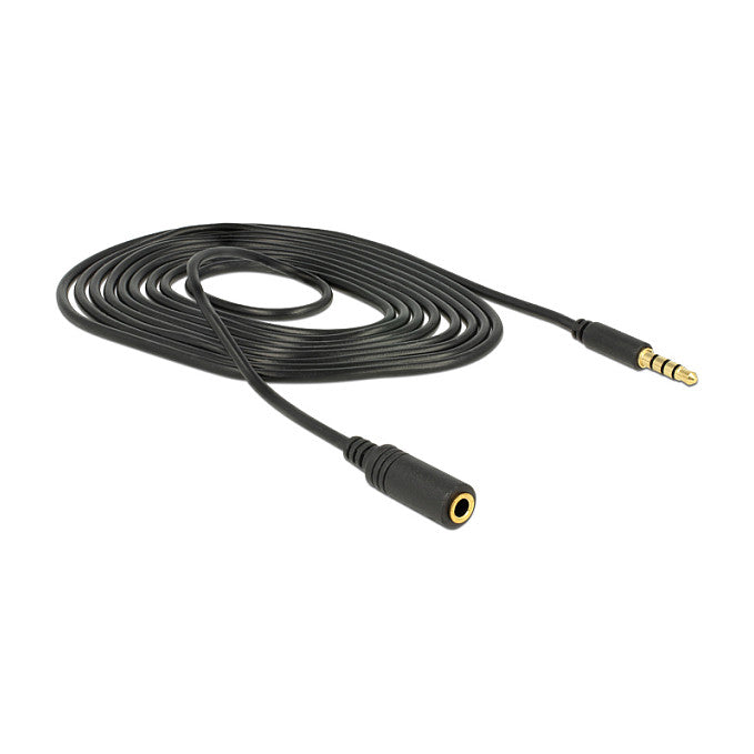 Klinkenverlängerungskabel 3,5 mm 4 Pin Stecker zu Buchse 2 m schwarz