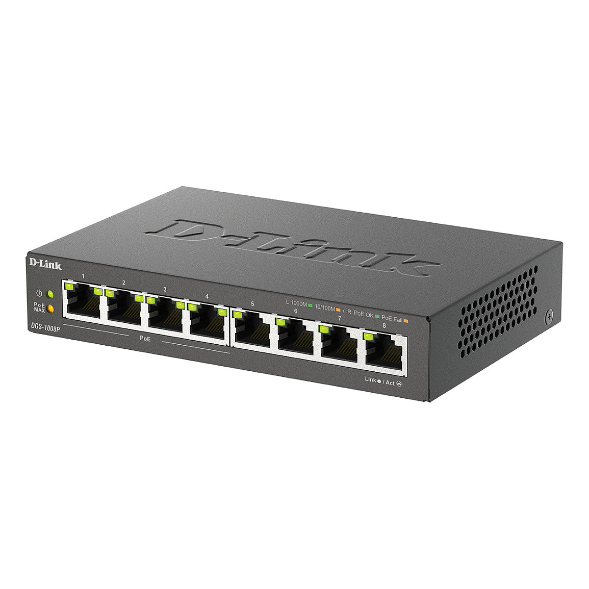 8P D-Link DGS-1008P/E Metall PoE+