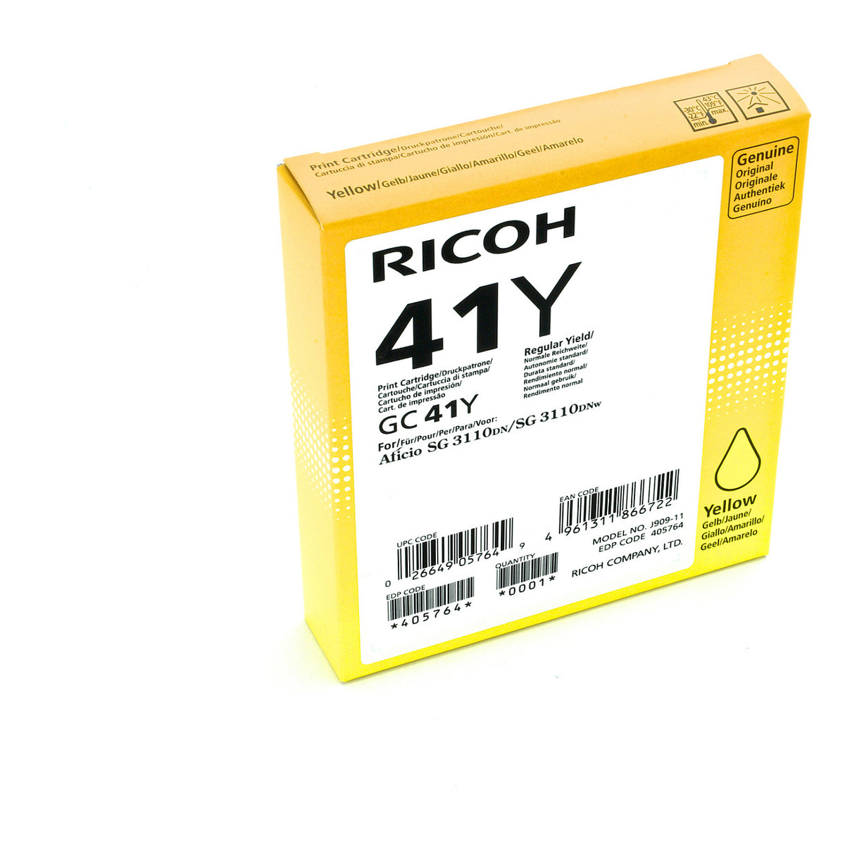 Ricoh Tinte 405764 gelb GC41Y bis zu 2.200 Seiten ISO/IEC 24711