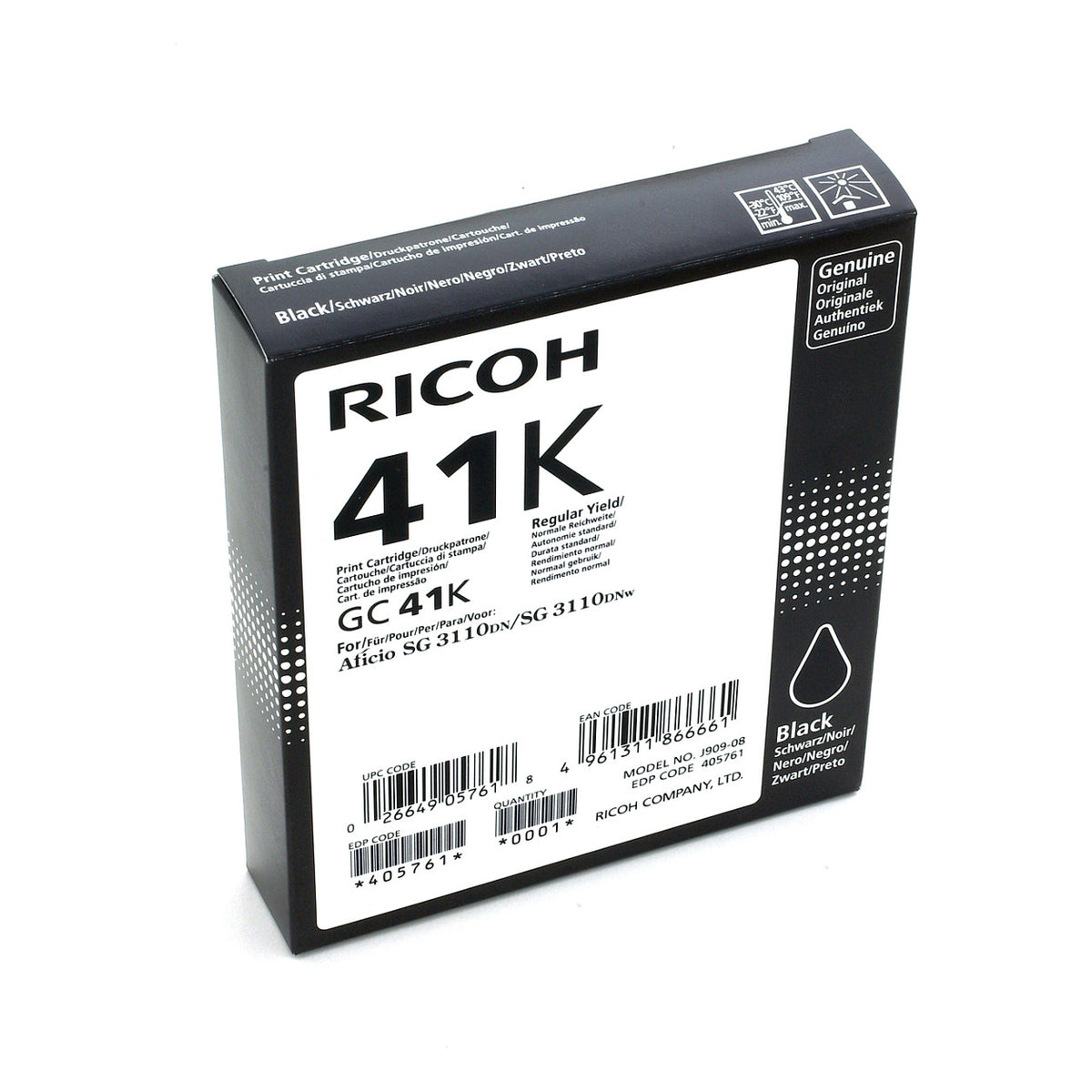 Ricoh Tinte 405761 schwarz GC41K bis zu 2.500 Seiten ISO/IEC 24711