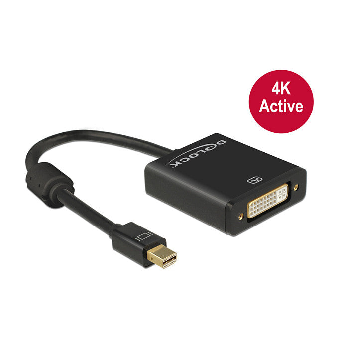 Adapter mini DisplayPort 1.2 Stecker > DVI Buchse 4K Aktiv schwarz