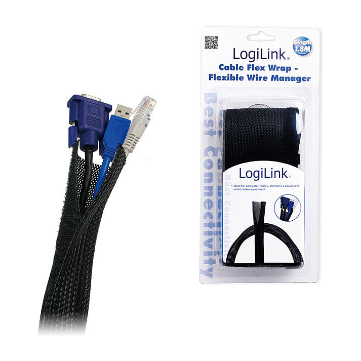 Management Kabelschlauch PET flexibel 1,8m LogiLink Black