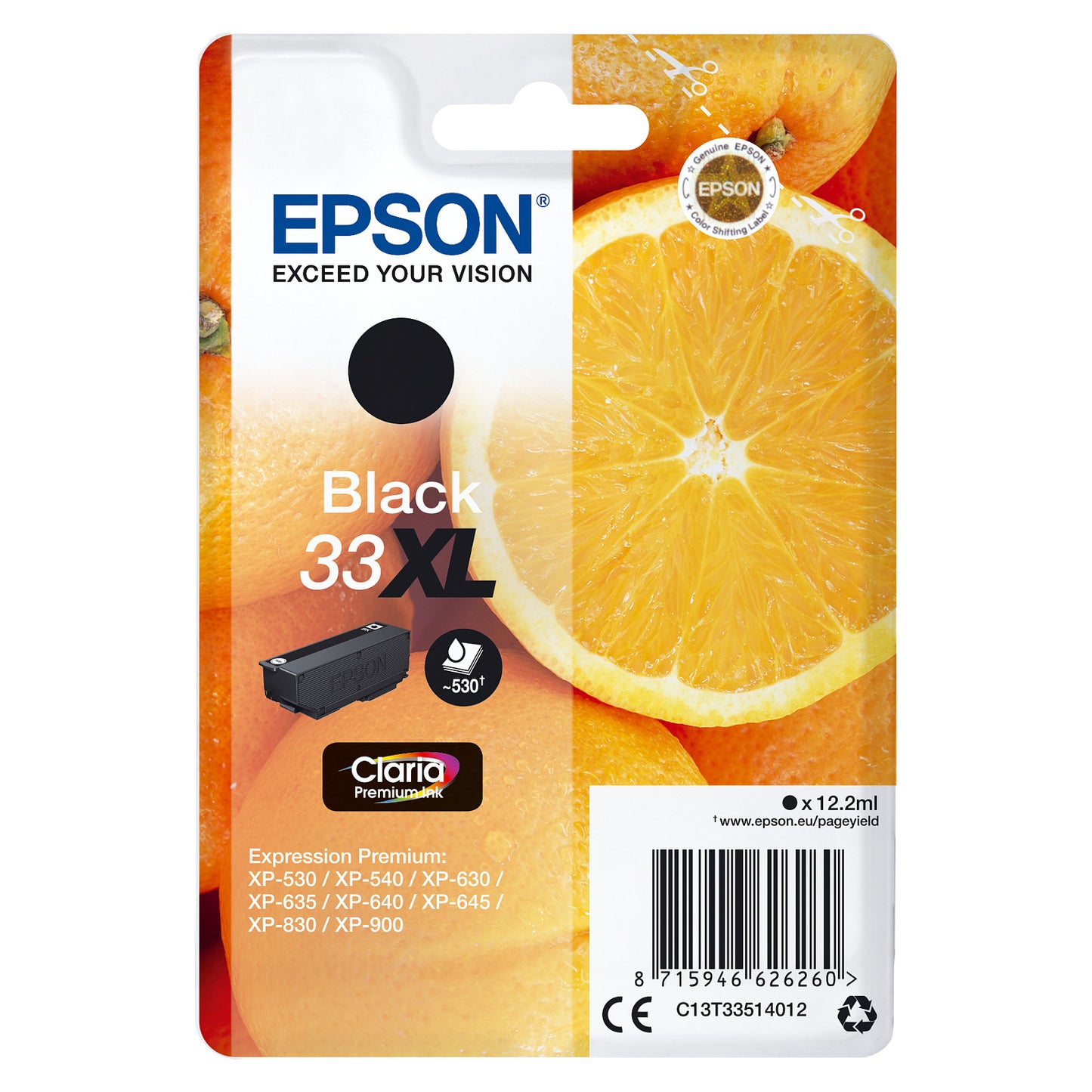 Epson Tinte 33XL C13T33514012 Schwarz bis zu 530 Seiten