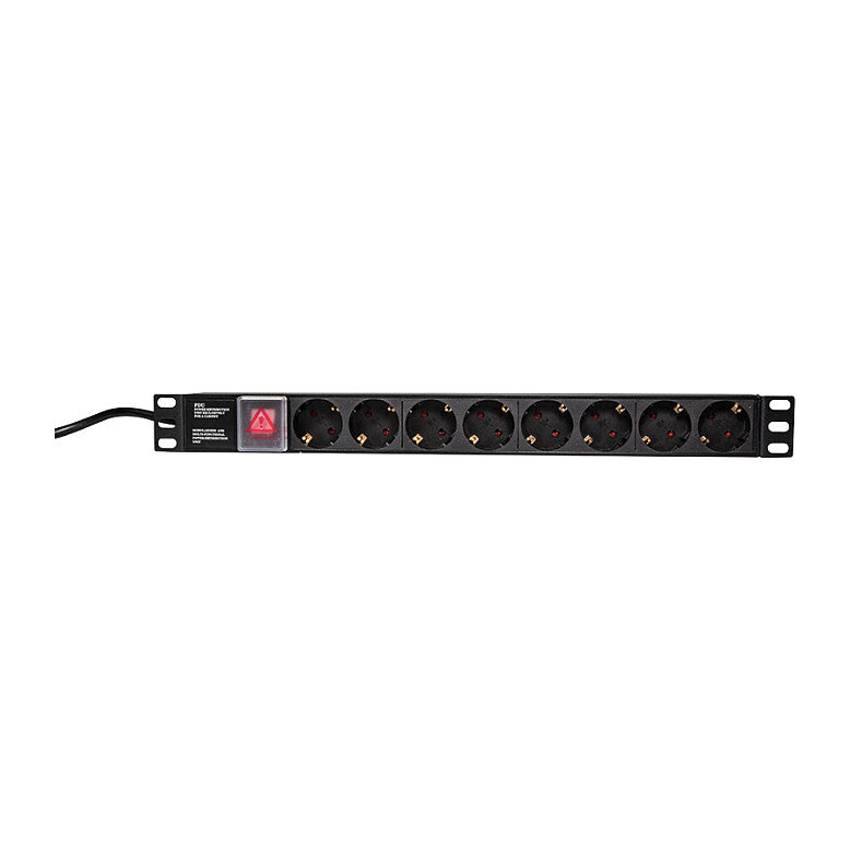 LogiLink 8-Fach Steckdosenleiste 19" 1HE mit 2m Anschlusskabel und Schalter