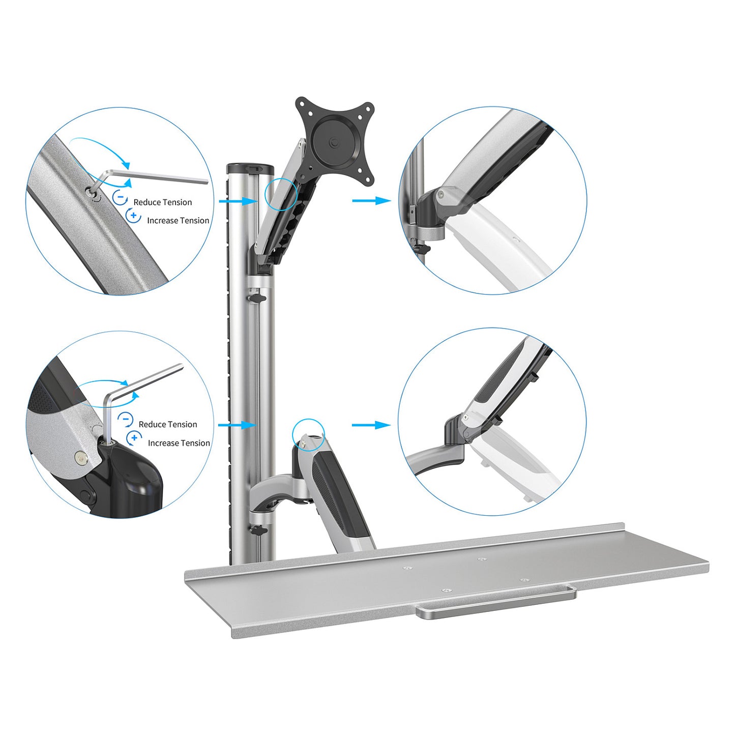 DIGITUS DA-90354 Wandhalterung für 1 Monitor + Tastaturhalterung 69cm 27" 8kg