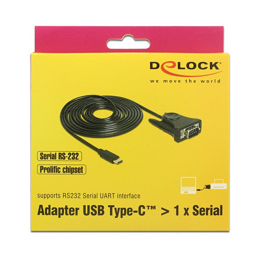 USB C > Adapter 1 x Seriell DB9 RS-232 Delock