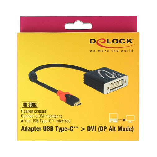 DELOCK Adapter USB Type-C Stecker > DVI Buchse DP Alt Mode 4K 30 Hz
