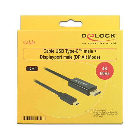 Kabel USB Type-C™ Stecker > DisplayPort Stecker (DP Alt Mode) 4K 60 Hz 2 m schwarz