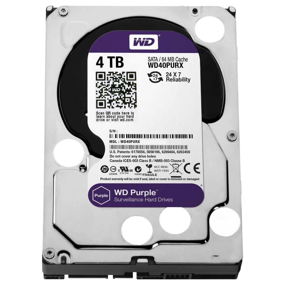 4TB WD WD40PURX Purple AV 5400RPM 64MB 24/7