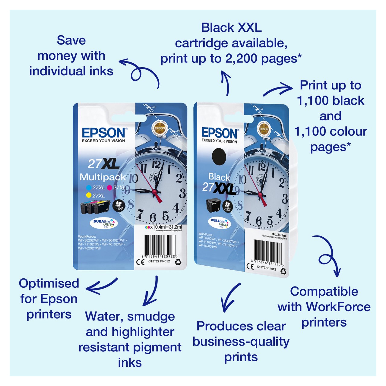 Epson Tinte 27XXL C13T27914012 Schwarz bis zu 2.200 Seiten