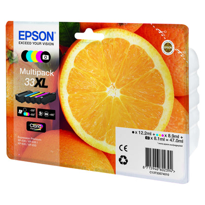 Epson Tinte 33XL C13T33574011 5er Multipack (BKMCY/Schwarz Foto) bis zu 650 Seiten