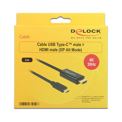 DeLock HDMI > USB-C (ST-ST) 2m Adapterkabel 4K 30Hz Schwarz
