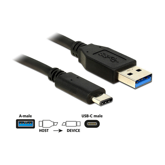 USB3.1 USB Typ-A Stecker > USB Type-C™ Stecker 1,0 m schwarz Delock