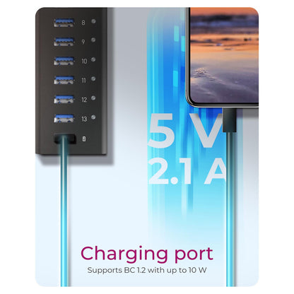 HUB USB 3.0 . 13 Port. +1x Ladeport Aluminium-mit Netzteil ICY BOX