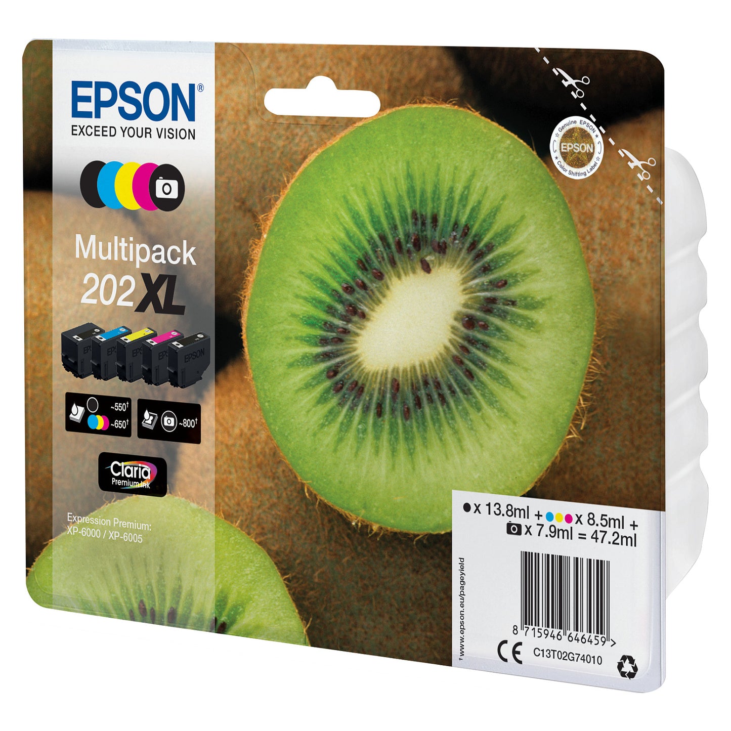 Epson Tinte 1LB Multipack 5-farbig 202XL Kiwi Clara Premium Ink