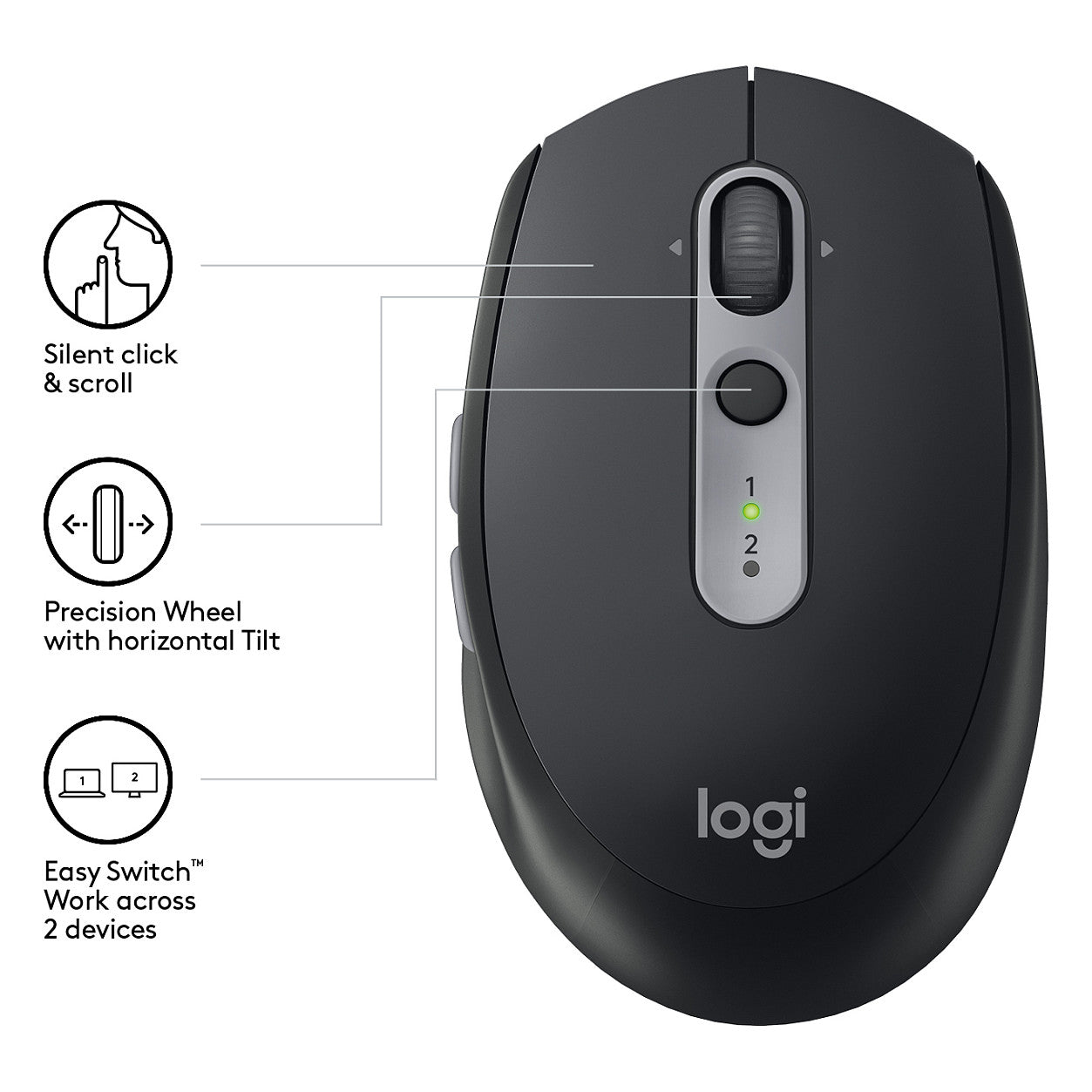 Logitech M590 Silent Bluetooth Optisch Graphit