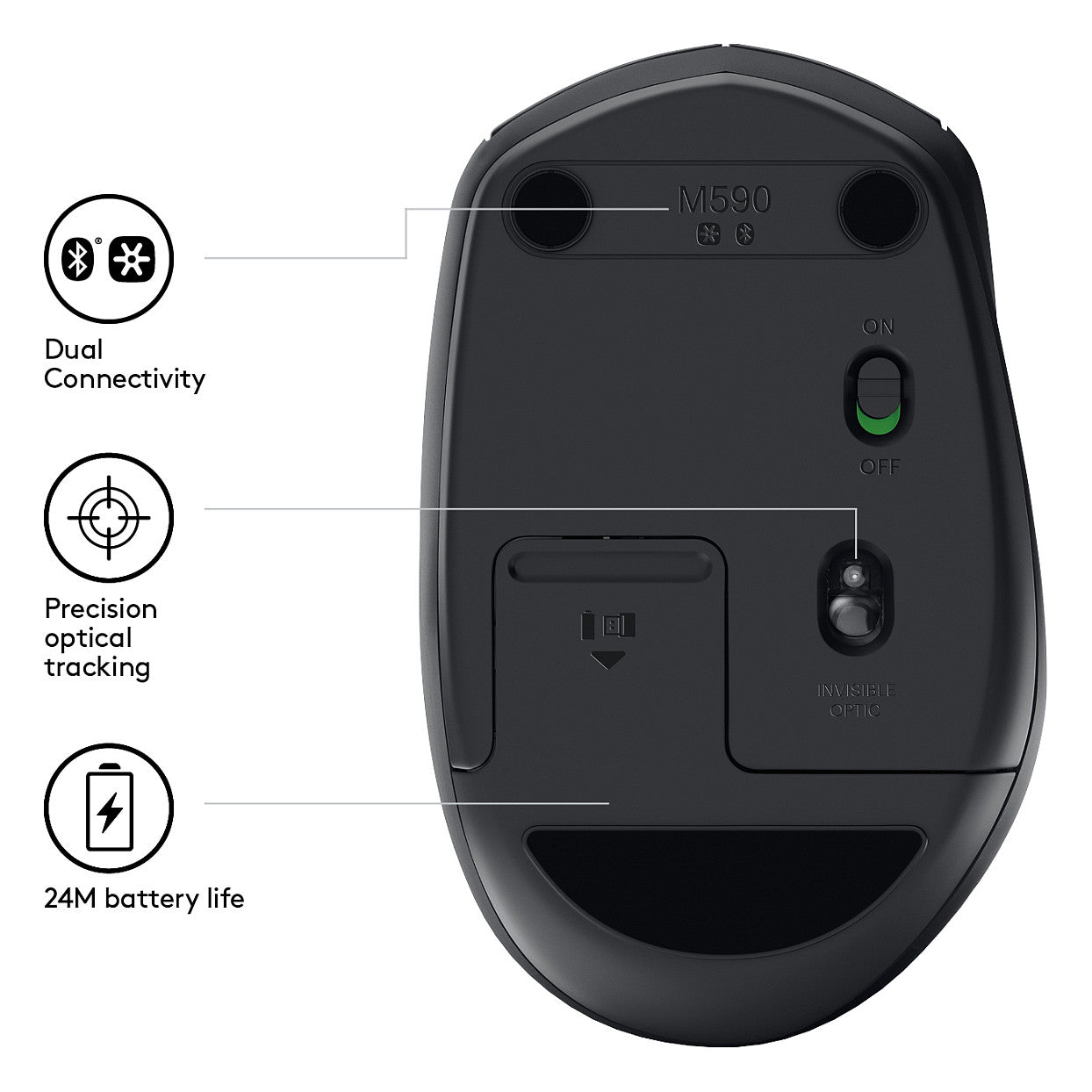 Logitech M590 Silent Bluetooth Optisch Graphit