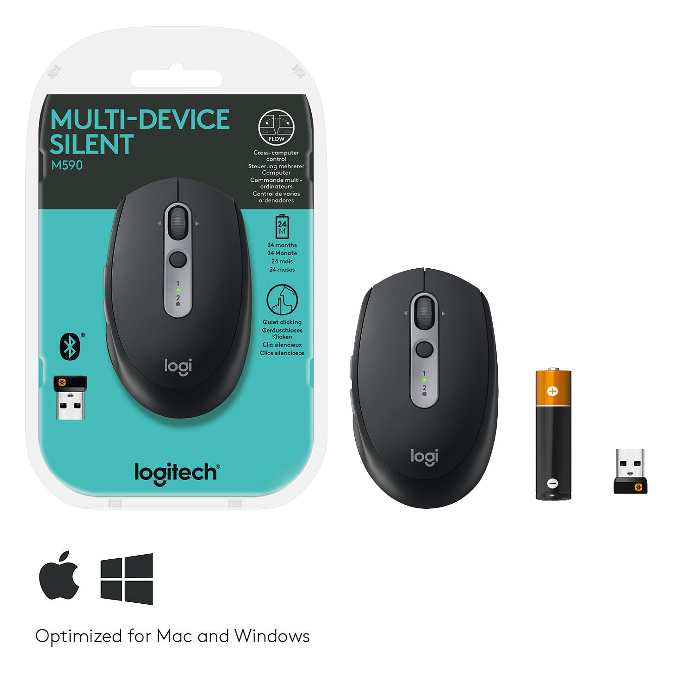 Logitech M590 Silent Bluetooth Optisch Graphit