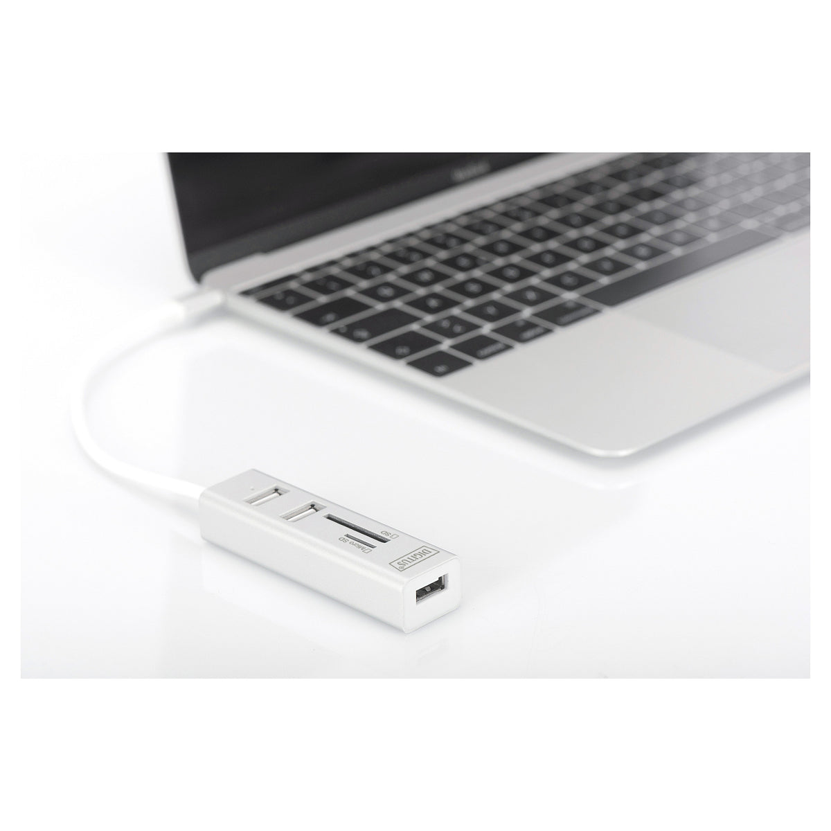 DIGITUS USB-C-Hub 3-Port 2.0->3xA2.0 1xReader in.Kabel weiß