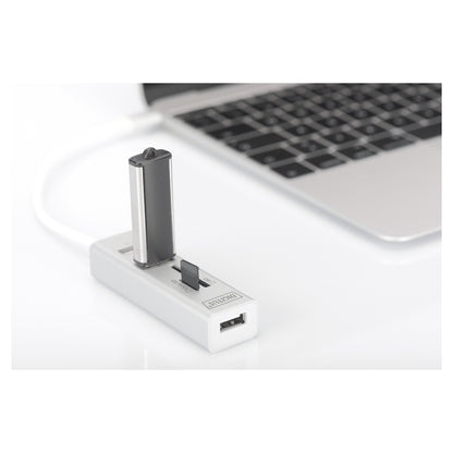 DIGITUS USB-C-Hub 3-Port 2.0->3xA2.0 1xReader in.Kabel weiß