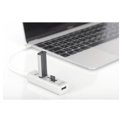 DIGITUS USB-C-Hub 3-Port 2.0->3xA2.0 1xReader in.Kabel weiß