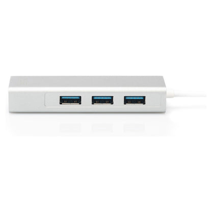 DIGITUS USB Adapter USB3.0/C -> GB Ethernet+3-Port-Hub weiss