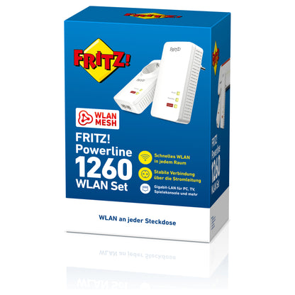 INTD AVM FRITZ! Powerline 1260E WLAN Set 1200Mbit/s Eingebauter Ethernet-Anschluss WLAN Weiß